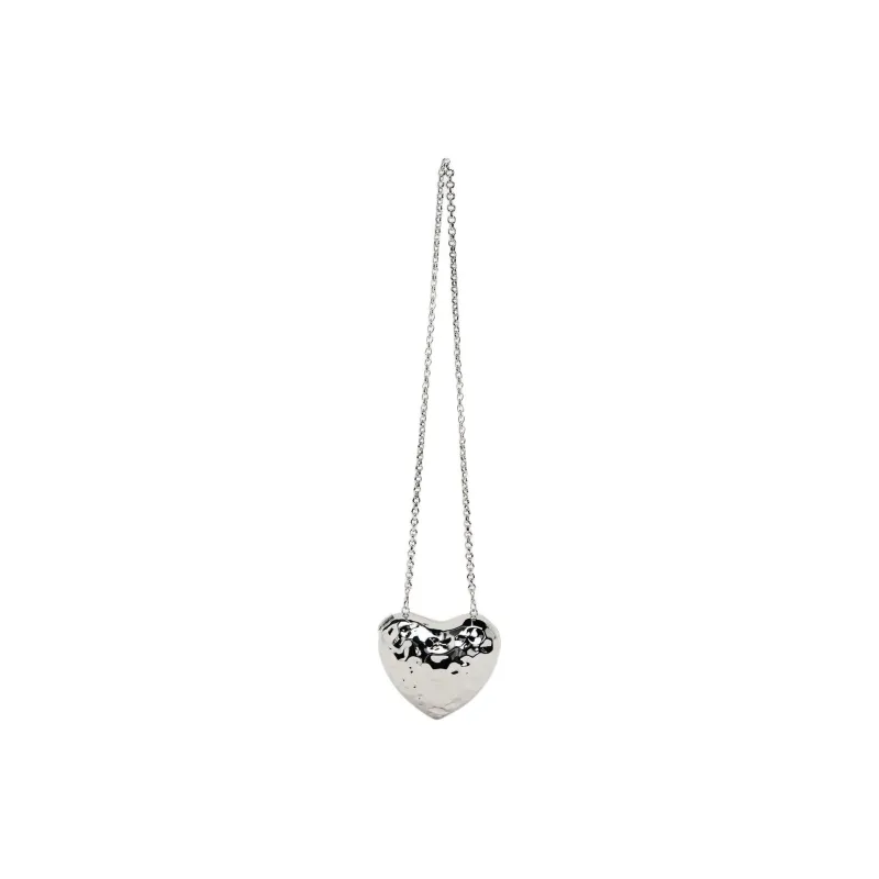 ZARA Iron Heart-Shaped Bag Shoulder Bag Crossbody Bag Mini Women's Silver-1