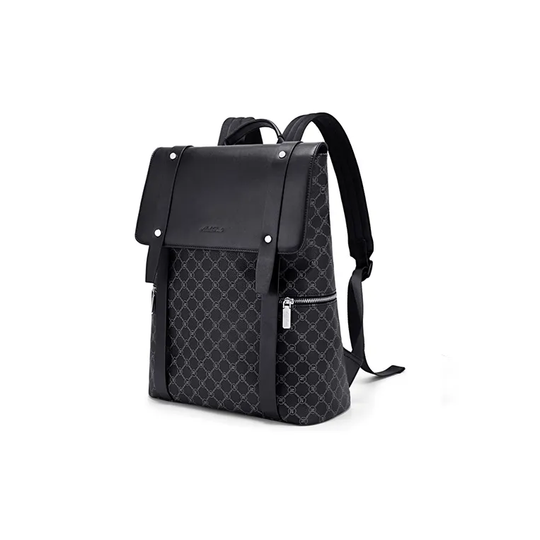 MashaLanti PVC And Synthetic Leather Backpack Regular Men's Gray & Black-2