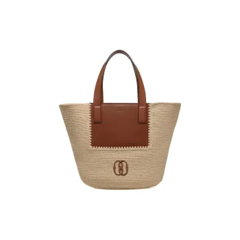 BALLY Logo Plaque Woven Basket Top Handle Bag