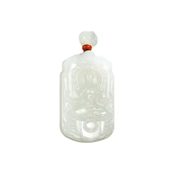 Treasure Hetian Jade Necklace Pendant Men's Pale Greenish-White Jade