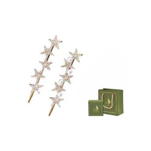 SENDME Hair Clips Women's Stars Faux Pearl 2-Pack Hair Clips