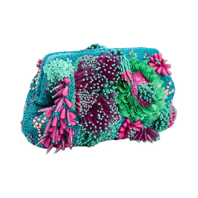 ZARA Polyester One Shoulder Crossbody Clutches Women's Blue & Multicolor-3