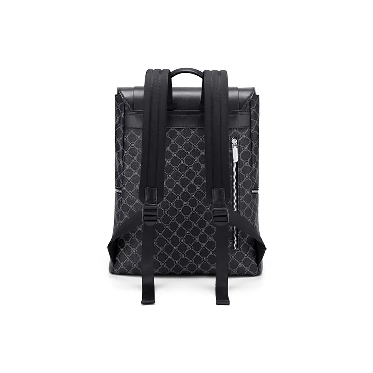 MashaLanti PVC And Synthetic Leather Backpack Regular Men's Gray & Black-4