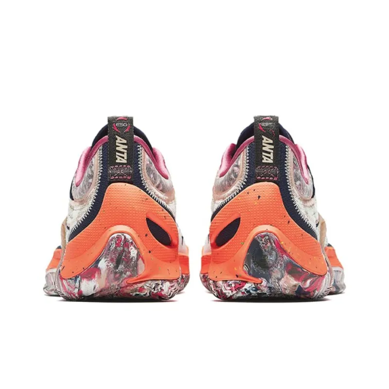 Anta Instantaneous 1 Regeneration Cushioning Wear-Resistant Low-Top Basketball Shoes Men's Green Orange Blue-3