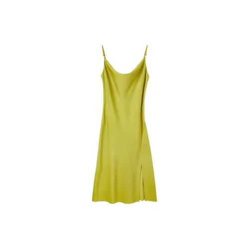 FANQIN Slip Dresses Women's Mustard Green