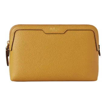 Mulberry Grained Leather Makeup Bag Small Size Women's Deep Amber