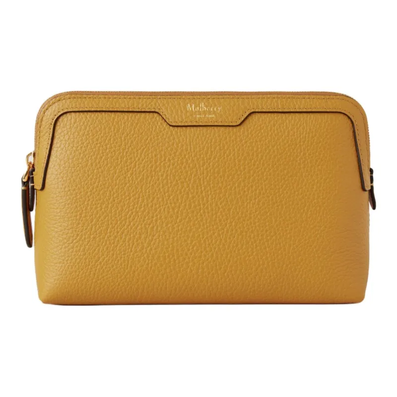 Mulberry Grained Leather Makeup Bag Small Size Women's Deep Amber-0