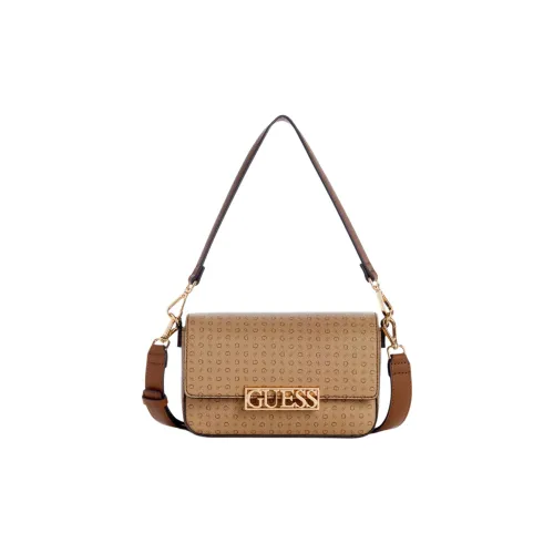 guess Noelle Canvas Shoulder Bag Mini Women's Brown