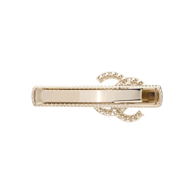 CHANEL 22c Early Spring White Pearl Gold Crystal Hair Clips Women's Gold-2