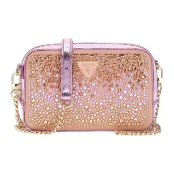 GUESS Faux Leather Crossbody Bag Mini Women's Pink Gold