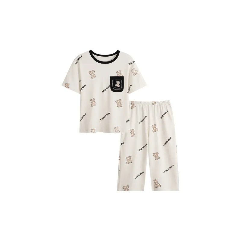 CAIHENGTONG Pajama Set Women's White-0