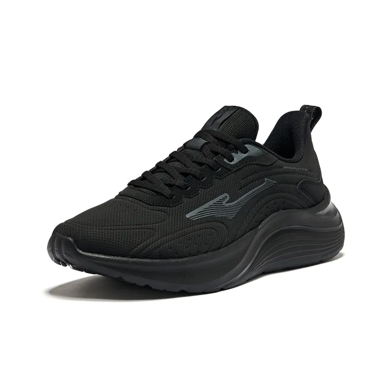 Erke Mountain Eagle Cushioning Breathable Low Top Running Shoes Men's Jet Black-2