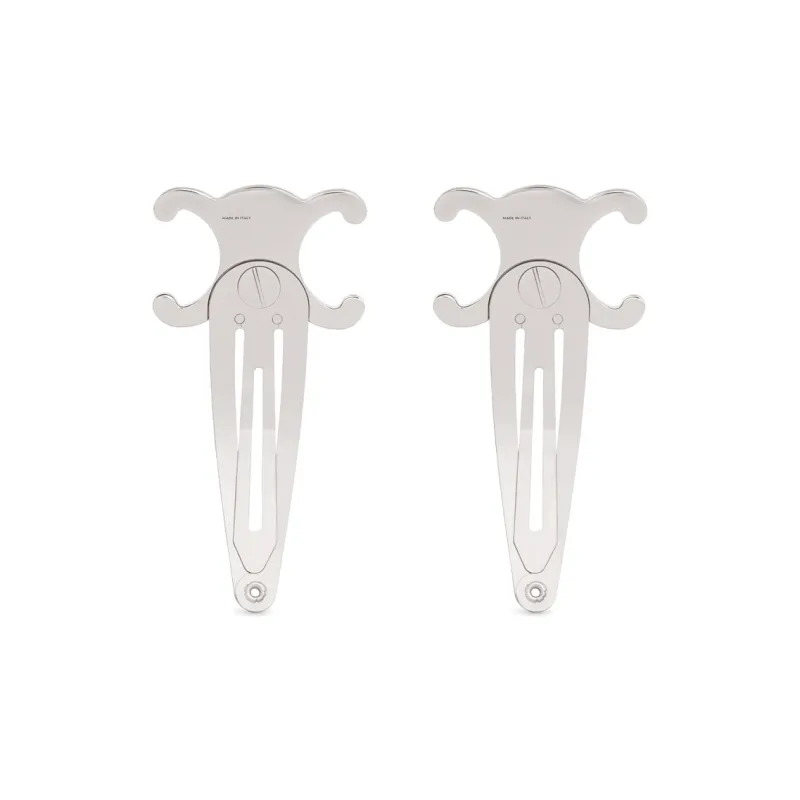 CELINE Set Of 2 Snap Hair Clip In Brass With Rhodium Finish And Steel-2