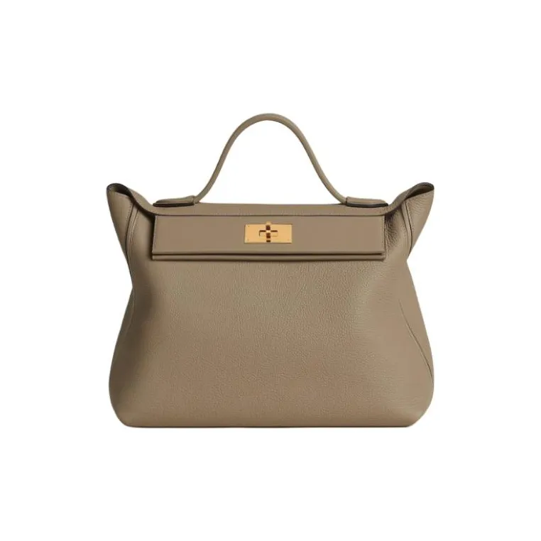 HERMES 24/24 Togo Calfskin With Swift Calfskin Shoulder Bag Crossbody Bag Handbag Women's Tan-0