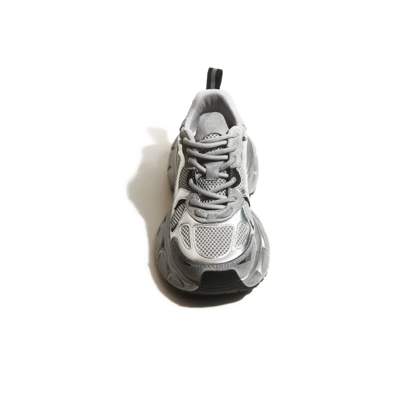 CHENTER KATER Chunky Sneakers Women's Low Top Pink Silver/Black Silver-3
