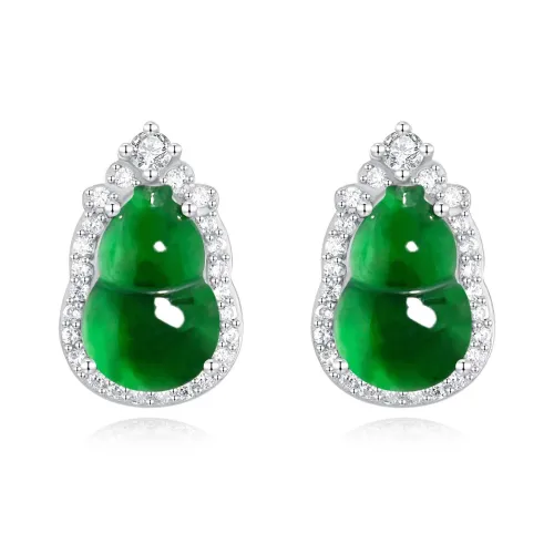 Far Mountain Joe Glutinous Jade Jadeite Stud Earrings Women's
