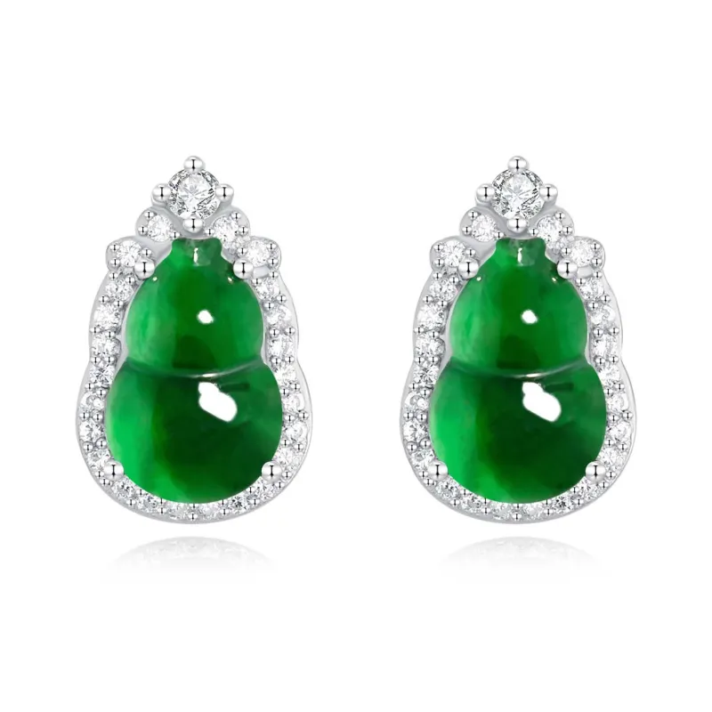 Far Mountain Joe Glutinous Jade Jadeite Stud Earrings Women's-0