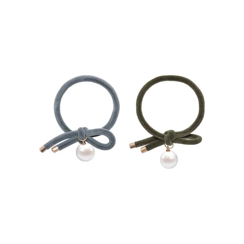 ROYALSASA Rubber Band Alloy Accessories Faux Pearl Hair Tie Women's-0