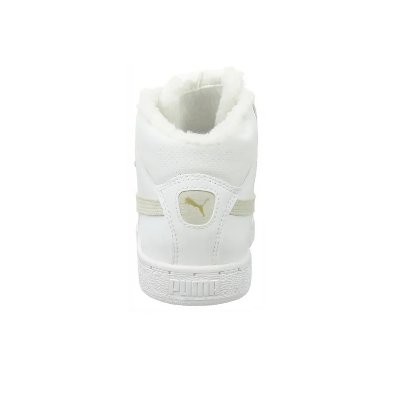 PUMA Mid Leather Fur Lined Cozy Stay Warm Mid Top Casual Skate Shoes Unisex White Fleece Lined-3
