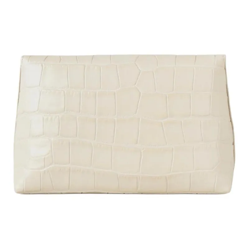 Mulberry Crocodile Pattern Leather Makeup Bag Small Size Women's Eggshell Yellow-2