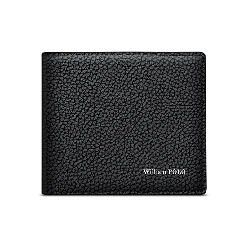 WilliamPOLO Top Grain Cow Leather Wallet Men's Black-1