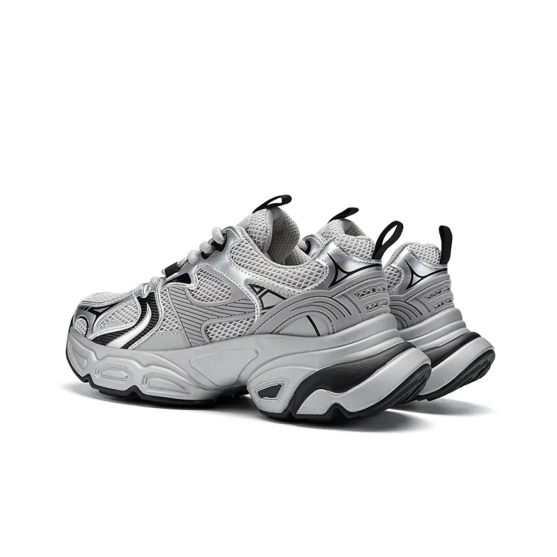 EBLAN Slip Resistant Low Top Chunky Sneakers Women's Silver-2
