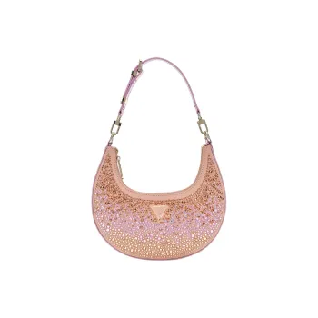 GUESS Imitation Suede Handbag Shoulder Bag Women's Pink Gold