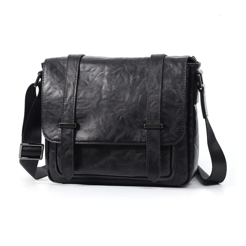 LARTIGENT Premium Vegetable Tanned Leather Messenger Bag Crossbody Bags Shoulder Bags Regular Men's Black-1