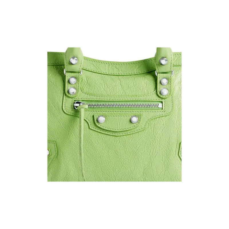 Balenciaga Arena Lambskin One Shoulder Handbags Small Size Women's Green-5