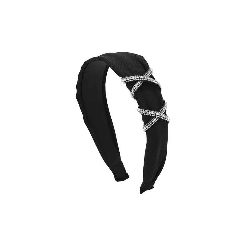 ROYALSASA Rhinestones In Fabric Headbands Women's-0