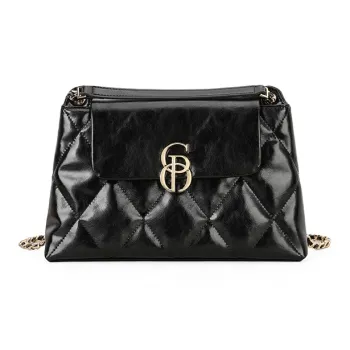 PIERRE CARDIN Fashion Versatile Commute Diamond Pattern Women's Bag Women's Black/Ecru