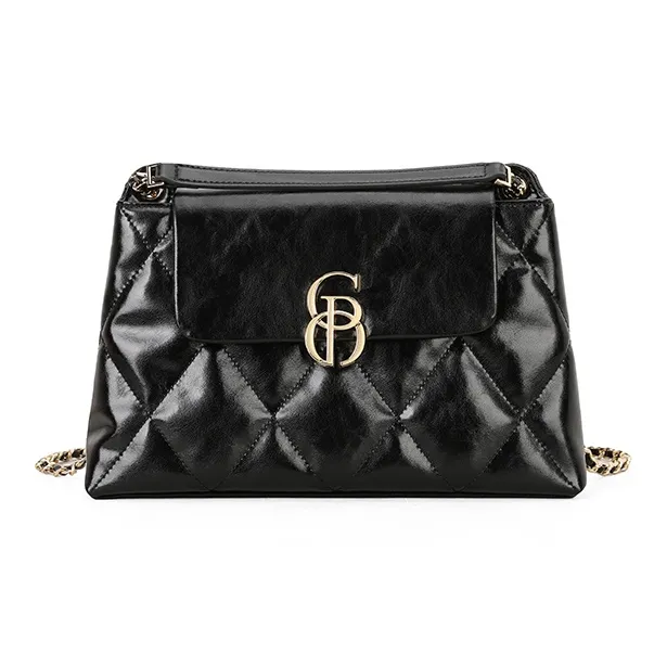 PIERRE CARDIN Fashion Versatile Commute Diamond Pattern Women's Bag Women's Black/Ecru-0