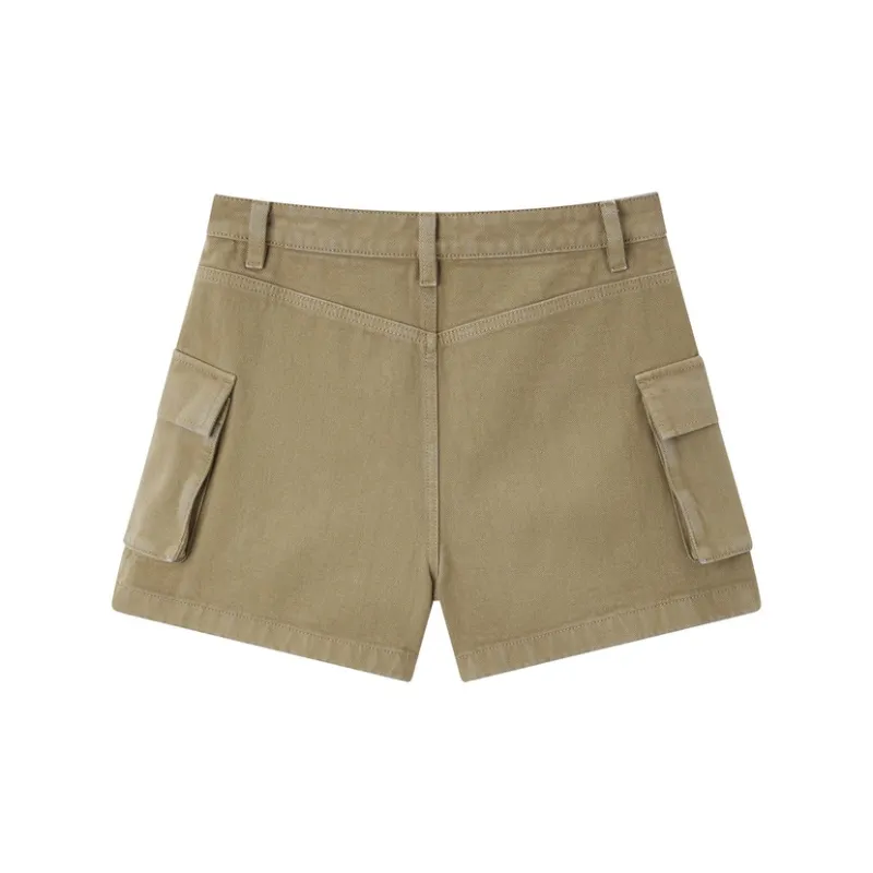 LEDIN Denim Shorts Women's Camel-1