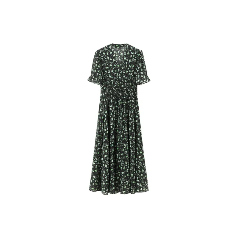 NINE WEST Short Sleeved Dresses Women's Black Green-1