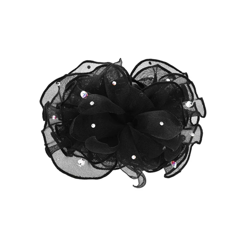 ROYALSASA Silk Chiffon, Faux Crystal Hair Clips Women's-0