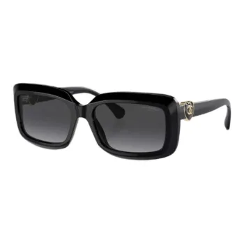 CHANEL Acetate Irregular Shape Sunglasses Unisex Black