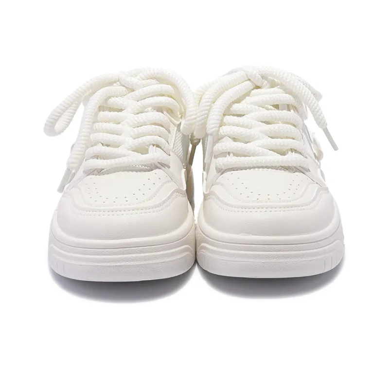 Miss Zhang Slip Resistant Cushioning Wear Resistant Breathable Height Increasing Low Top Skateboard Shoes Women's White-5