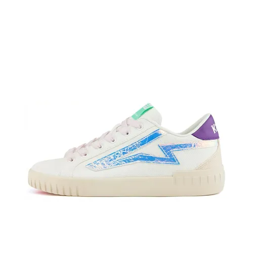 Kappa Skateboard Shoes Women's Low-Top Korean White/Blue/Purple/Iridescent/Angora White