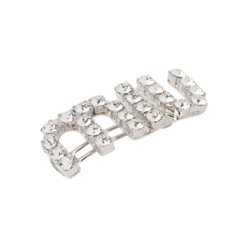 MIU MIU Crystal embellished Logo Hair Clip