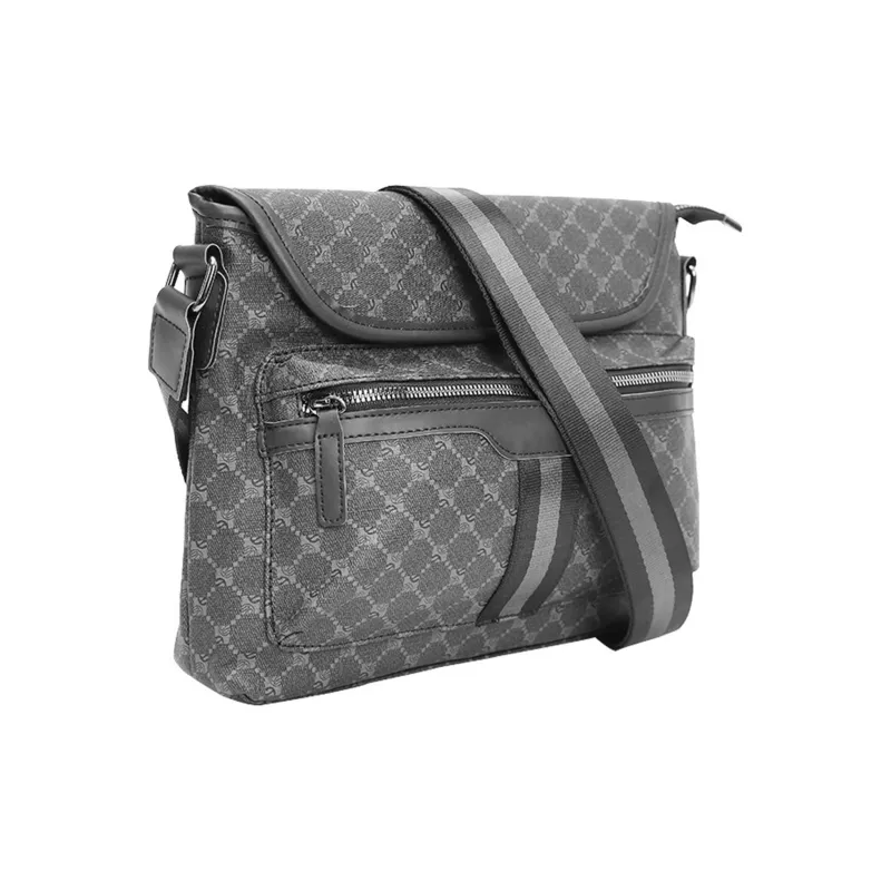Slazenger PU Shoulder Bag, Crossbody Bag Men's Gray Black-1
