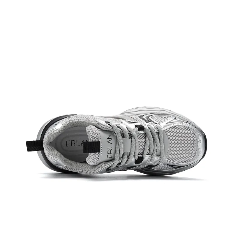 EBLAN Slip Resistant Low Top Chunky Sneakers Women's Silver-3