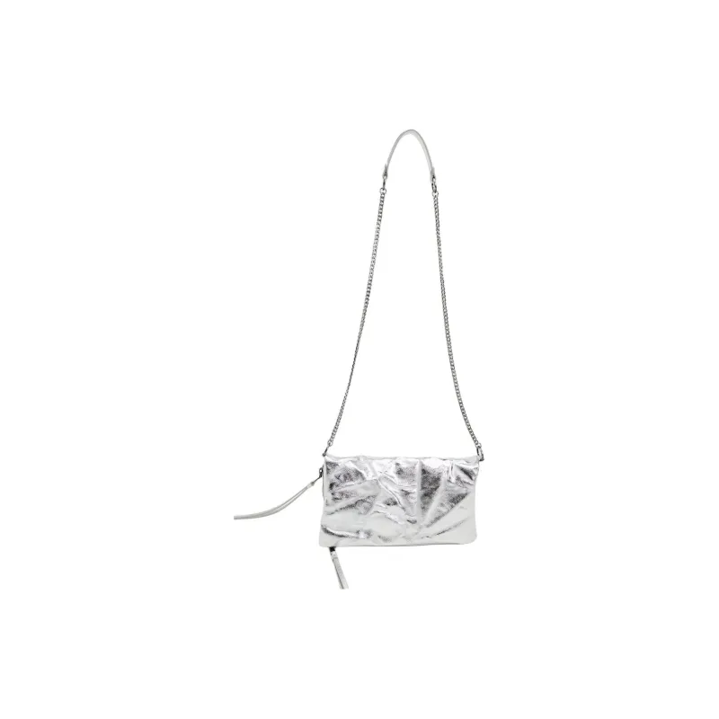 ZARA PU Shoulder Bag Crossbody Bag Mini Women's Silver-3