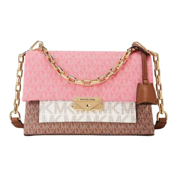 MICHAEL KORS Cece Artificial Leather Crossbody Bag Shoulder Bag Women's White/Beige With Oak Brown And Light Rose Red