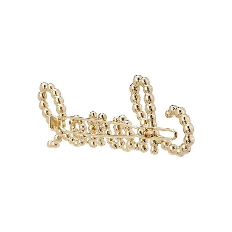 CHANEL 2021 Faux pearl Logo lettering Hair Barrette-2