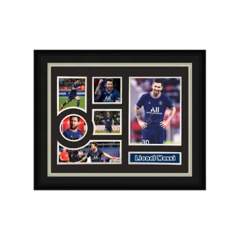 Three For Paris Saint-Germain Leo Messi Signed Photo Framed With SA Certificate PSG