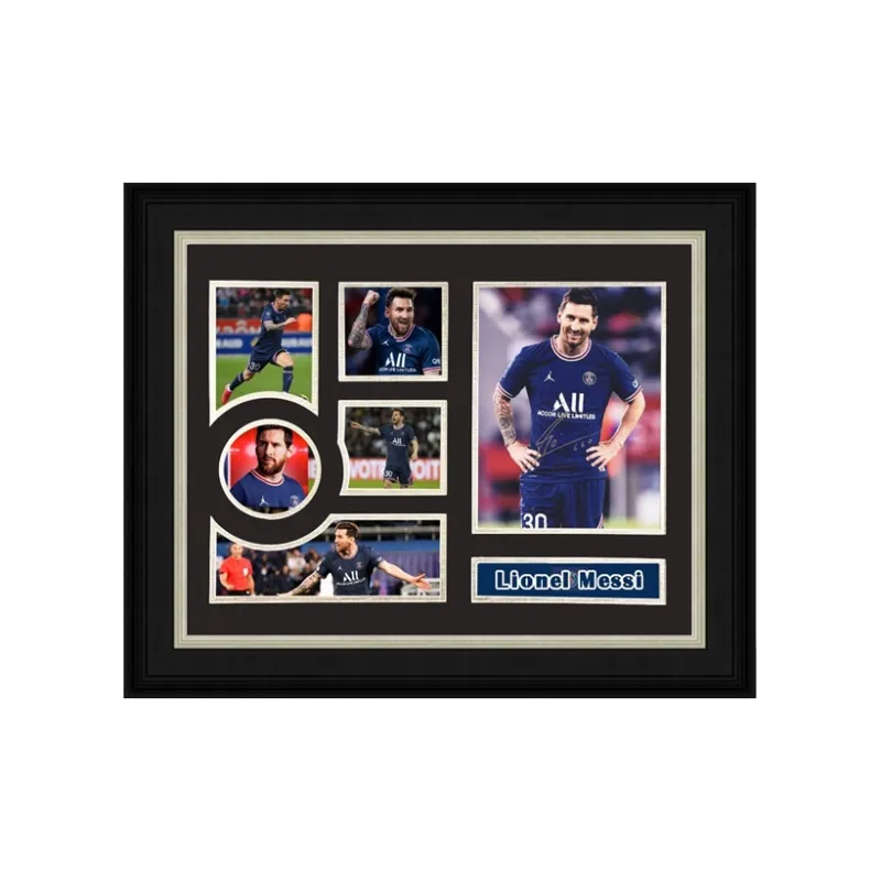 Three For Paris Saint-Germain Leo Messi Signed Photo Framed With SA Certificate PSG-0