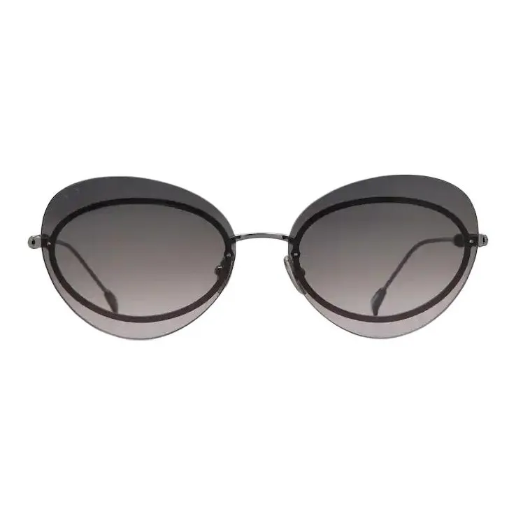 TOD'S Metal Leather Irregular Shape Sunglasses Women's Gray-1