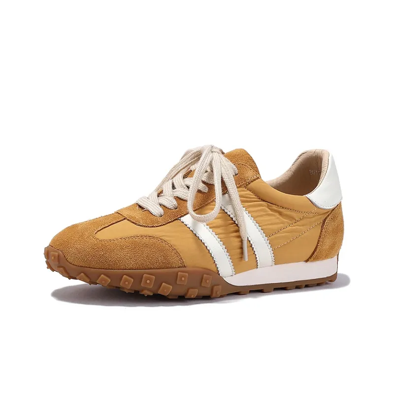 BELLALILY Slip-Resistant Breathable Lightweight Low-Top Casual Shoes Women's Brown White Pink Yellow Navy Blue-15