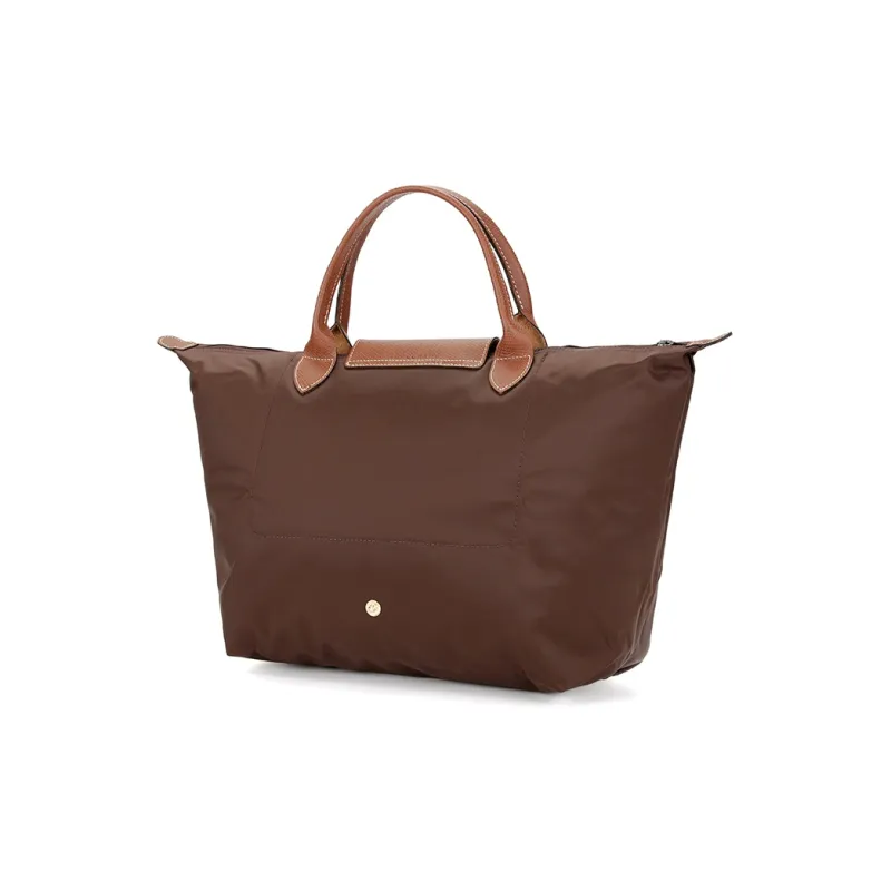 LONGCHAMP Le Pliage Polyamide Canvas With Leather Trim Dumpling Bag Handbags Medium Size Women's Ebony-2
