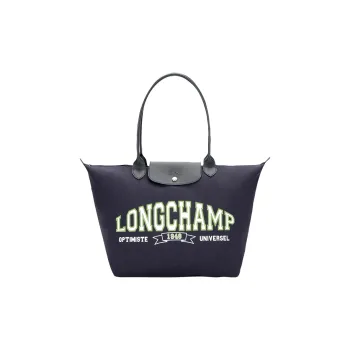 LONGCHAMP Cotton Jersey Tote Bag, Shopping Bag, Handbag, Shoulder Bag Women's Marine Blue